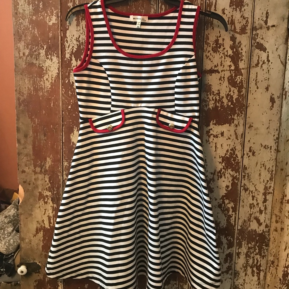 *SALE* Vintage Striped Red Dress Midi Nautical